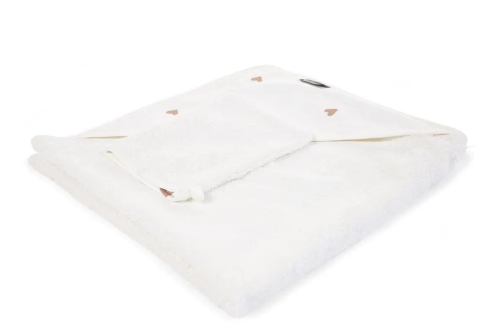Flash Sale Childhome Baby Badcape + Washandje - 80X80 Cm - Jersey - Hearts