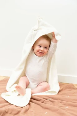 Outlet Childhome Baby Badcape + Washandje - 80X80 Cm - Mousseline / Terry Teddy