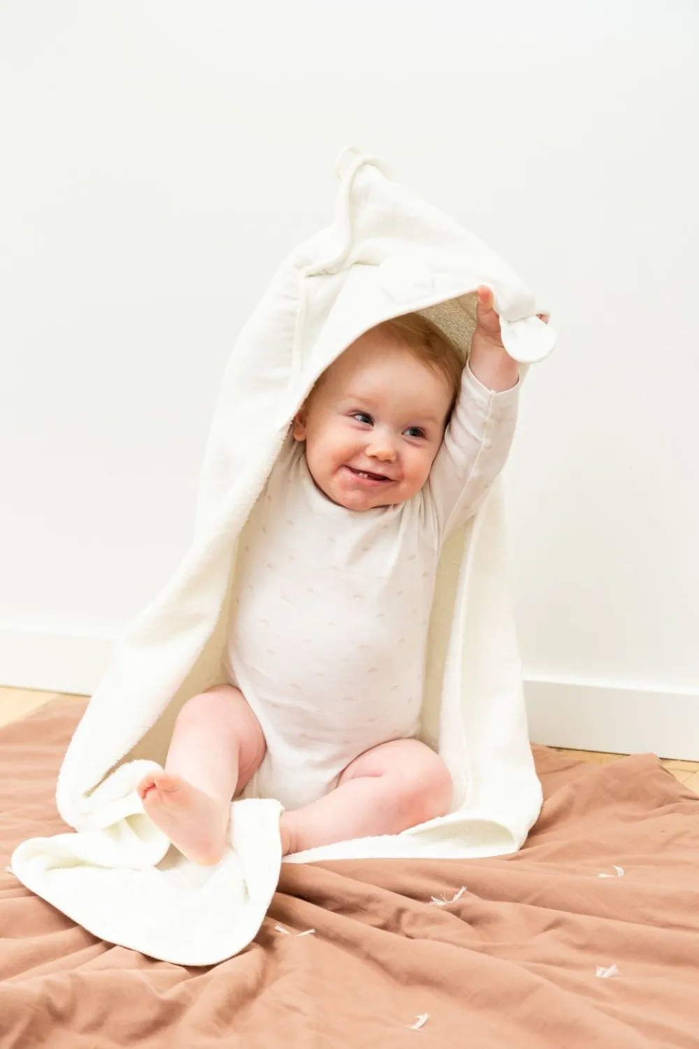 Outlet Childhome Baby Badcape + Washandje - 80X80 Cm - Mousseline / Terry Teddy