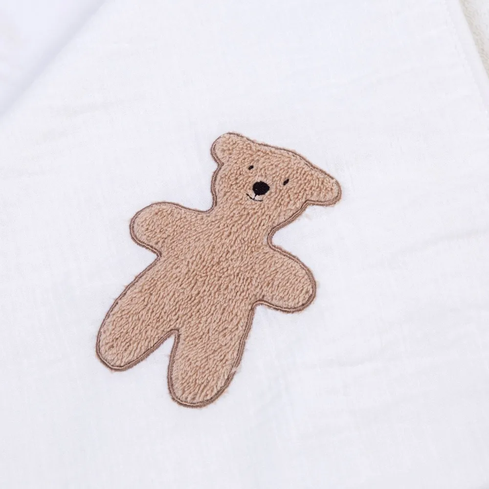 Outlet Childhome Baby Badcape + Washandje - 80X80 Cm - Mousseline / Terry Teddy