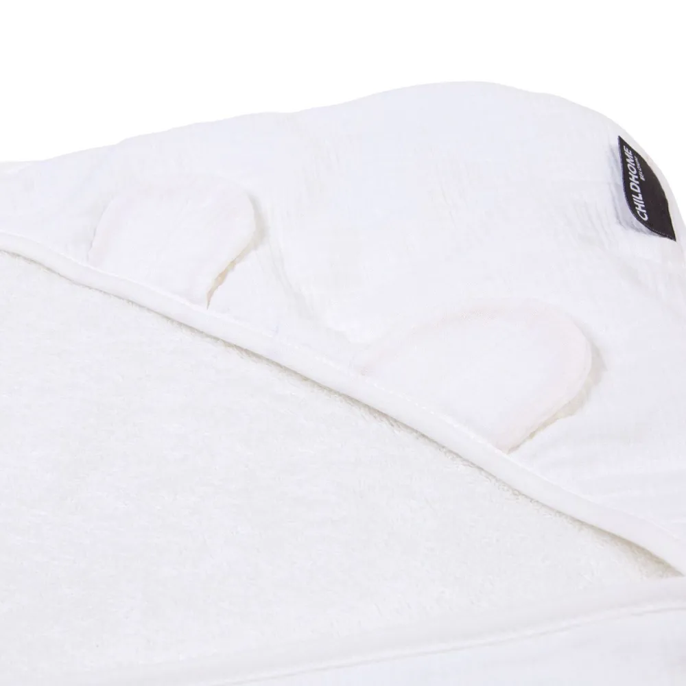 Outlet Childhome Baby Badcape + Washandje - 80X80 Cm - Mousseline / Terry Teddy