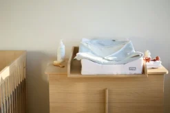 Best Sale Childhome Baby Badcape + Washandje - 80X80 Cm - Tetra Bloemetjes - Lichtblauw