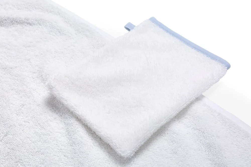 Best Sale Childhome Baby Badcape + Washandje - 80X80 Cm - Tetra Bloemetjes - Lichtblauw
