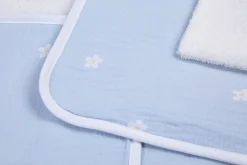 Best Sale Childhome Baby Badcape + Washandje - 80X80 Cm - Tetra Bloemetjes - Lichtblauw