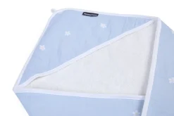 Best Sale Childhome Baby Badcape + Washandje - 80X80 Cm - Tetra Bloemetjes - Lichtblauw