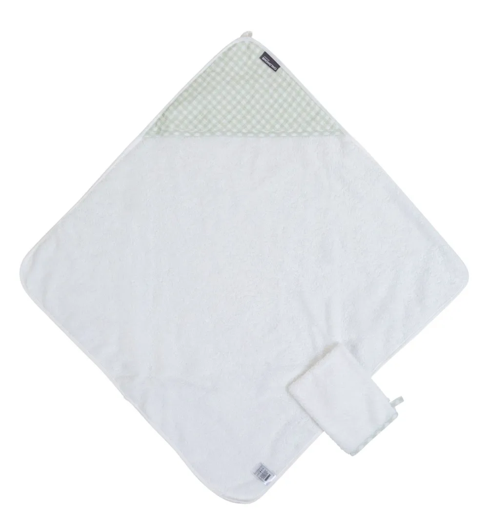 Sale Childhome Baby Badcape + Washandje - 80X80 Cm - Jersey - Forest - Tetra Vichy