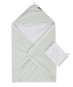 Sale Childhome Baby Badcape + Washandje - 80X80 Cm - Jersey - Forest - Tetra Vichy
