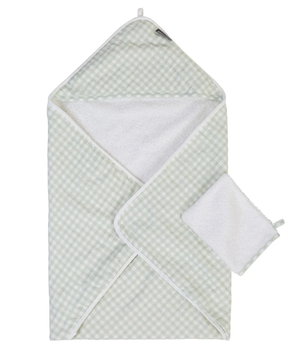 Sale Childhome Baby Badcape + Washandje - 80X80 Cm - Jersey - Forest - Tetra Vichy
