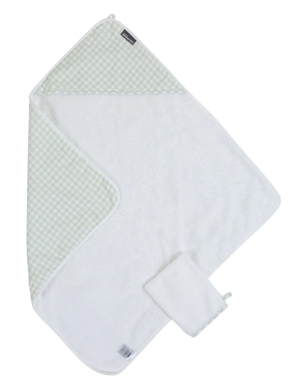 Sale Childhome Baby Badcape + Washandje - 80X80 Cm - Jersey - Forest - Tetra Vichy