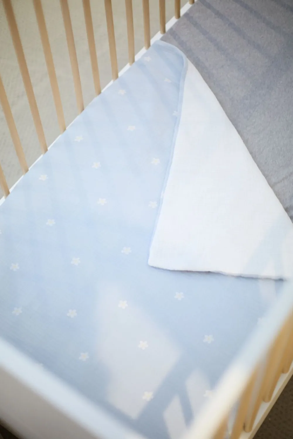 Clearance Childhome Babydeken - 80X100 Cm - Tetra Bloemetjes - Lichtblauw