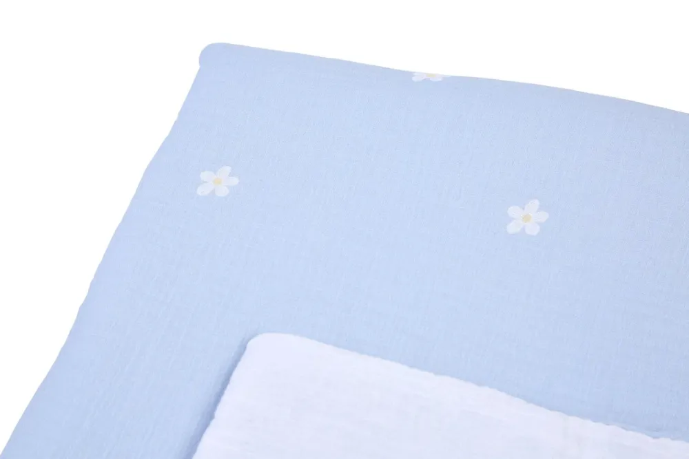 Clearance Childhome Babydeken - 80X100 Cm - Tetra Bloemetjes - Lichtblauw