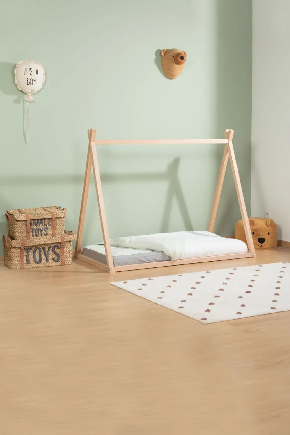 Online Childhome Dierenkop Teddybeer - Vilt - Muurdecoratie