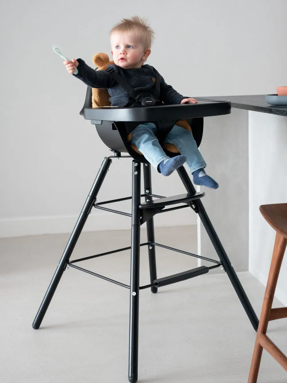 Outlet Childhome Evolu Kinderstoel - Verstelbaar In Hoogte (50-75 Cm/*90 Cm) - Zwart
