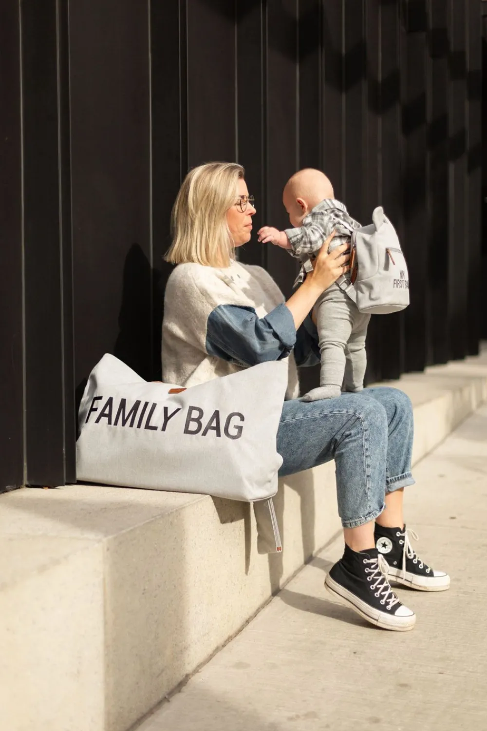 Fashion Childhome Family Bag Verzorgingstas - Canvas - Grijs