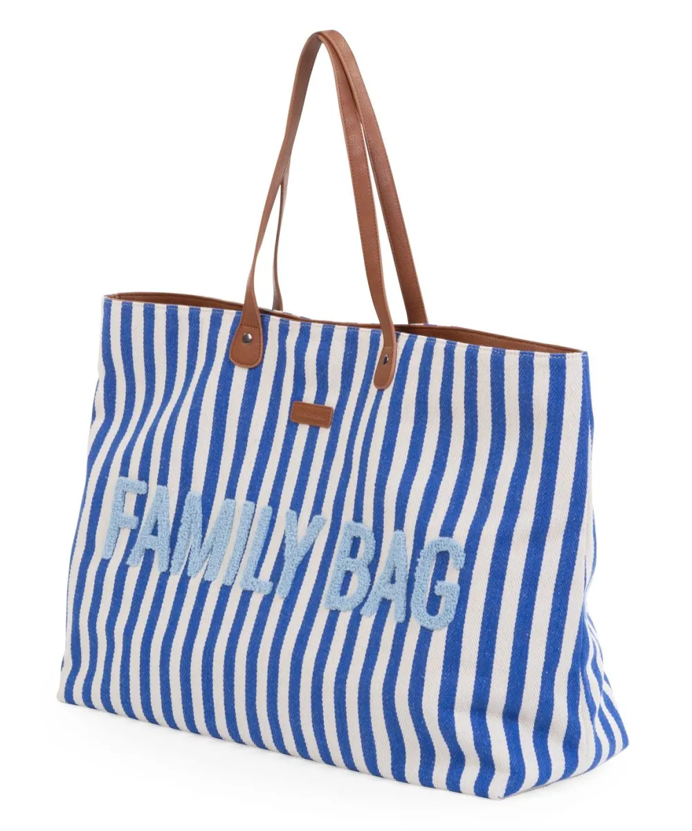 Online Childhome Family Bag Verzorgingstas - Stripes - Electric Blue/Light Blue