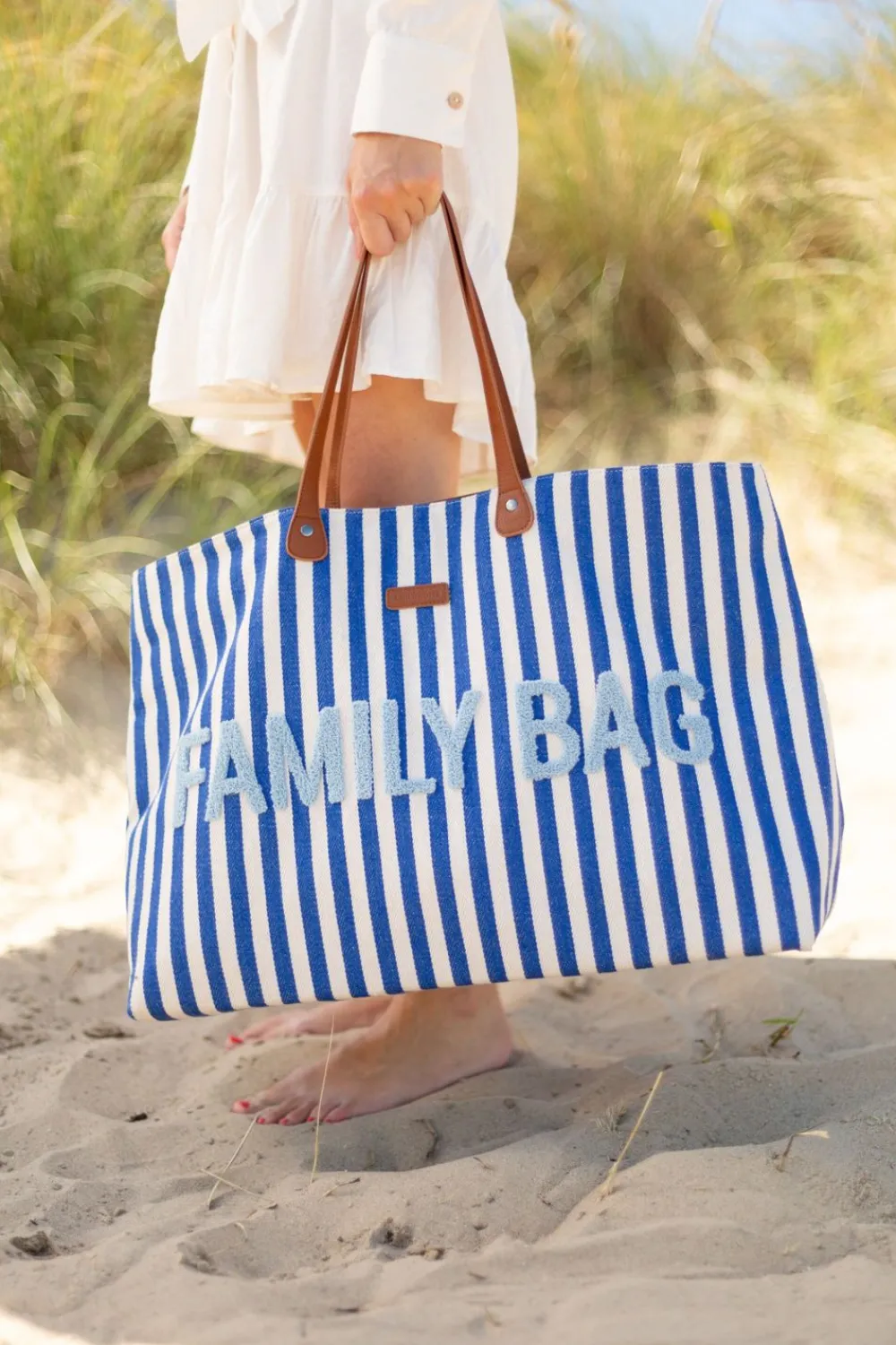 Online Childhome Family Bag Verzorgingstas - Stripes - Electric Blue/Light Blue