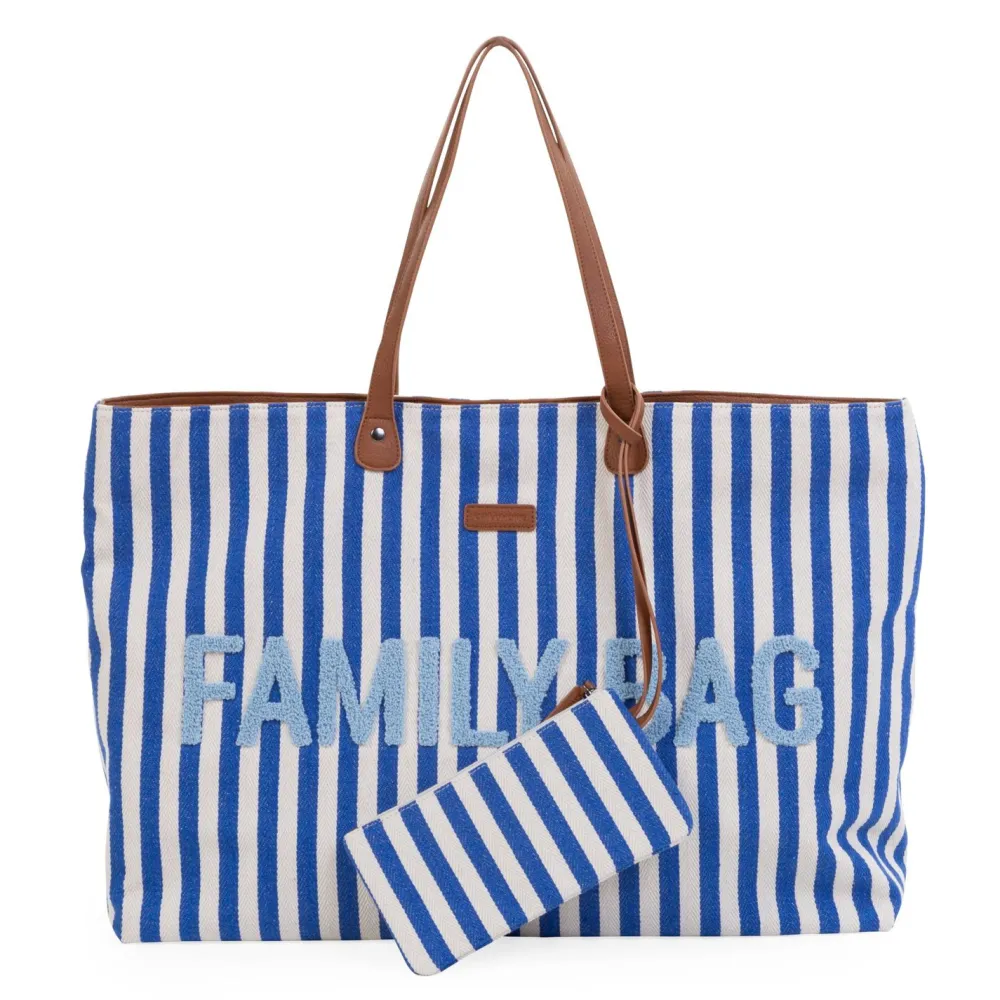 Online Childhome Family Bag Verzorgingstas - Stripes - Electric Blue/Light Blue