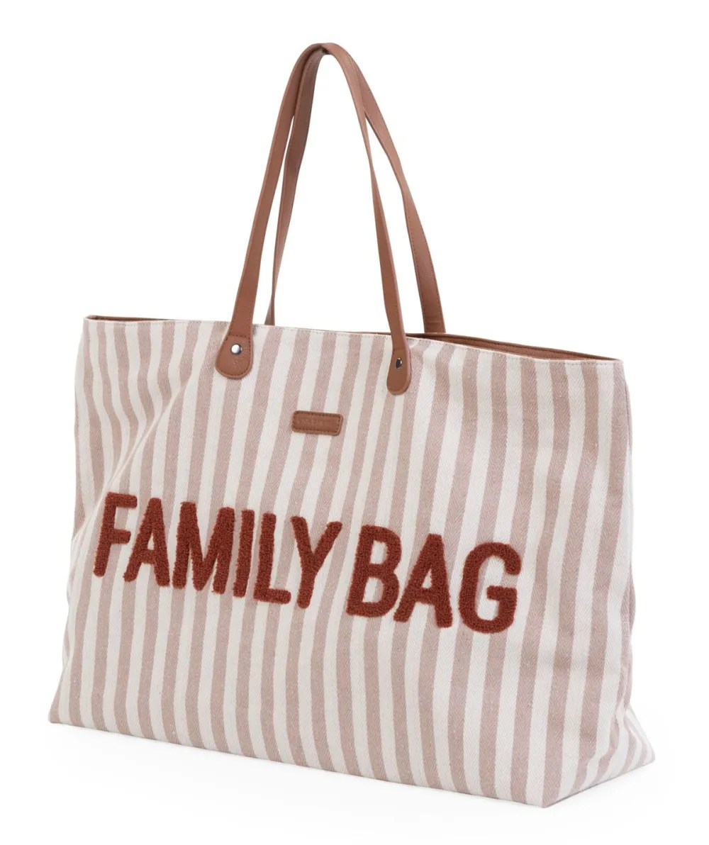 Outlet Childhome Family Bag Verzorgingstas - Stripes - Nude/Terracotta