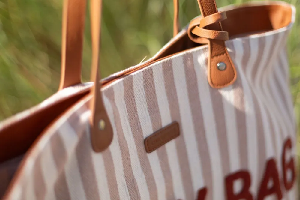 Outlet Childhome Family Bag Verzorgingstas - Stripes - Nude/Terracotta