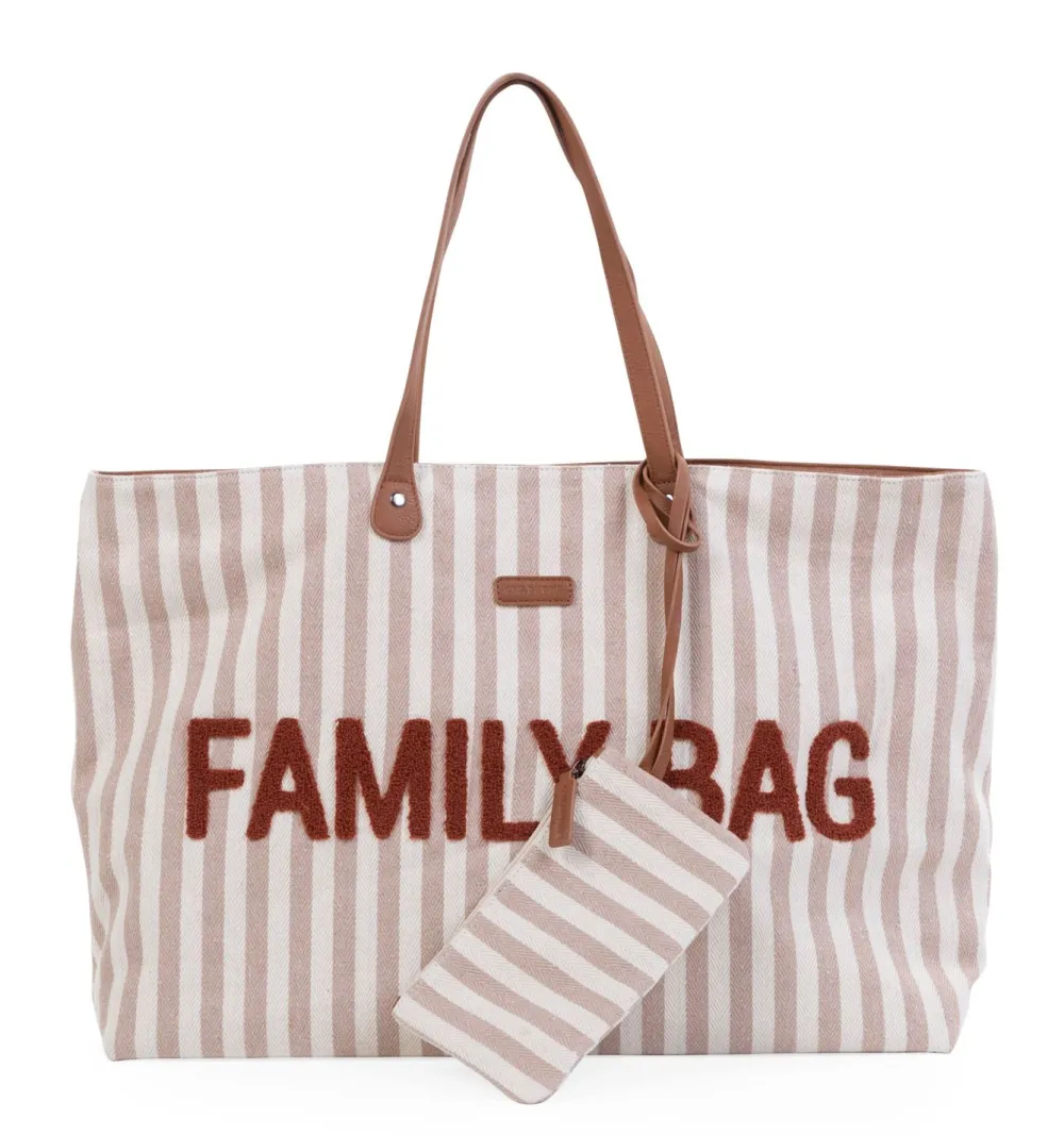 Outlet Childhome Family Bag Verzorgingstas - Stripes - Nude/Terracotta