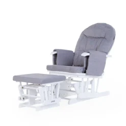 Hot Childhome Gliding Chair Schommelstoel Rond Met Voetsteun - Hout Canvas - Grijs