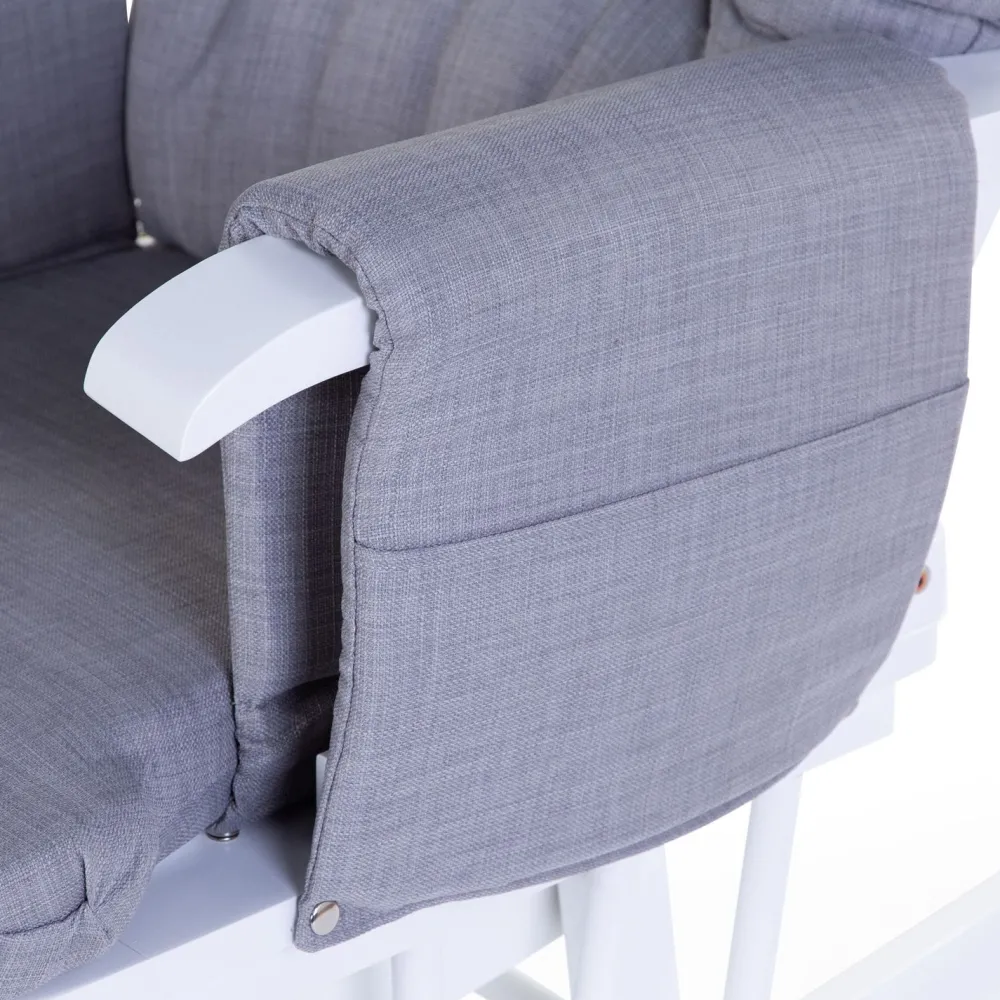 Hot Childhome Gliding Chair Schommelstoel Rond Met Voetsteun - Hout Canvas - Grijs