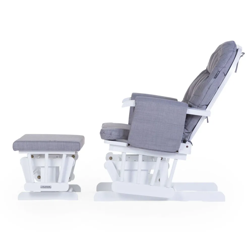 Hot Childhome Gliding Chair Schommelstoel Rond Met Voetsteun - Hout Canvas - Grijs