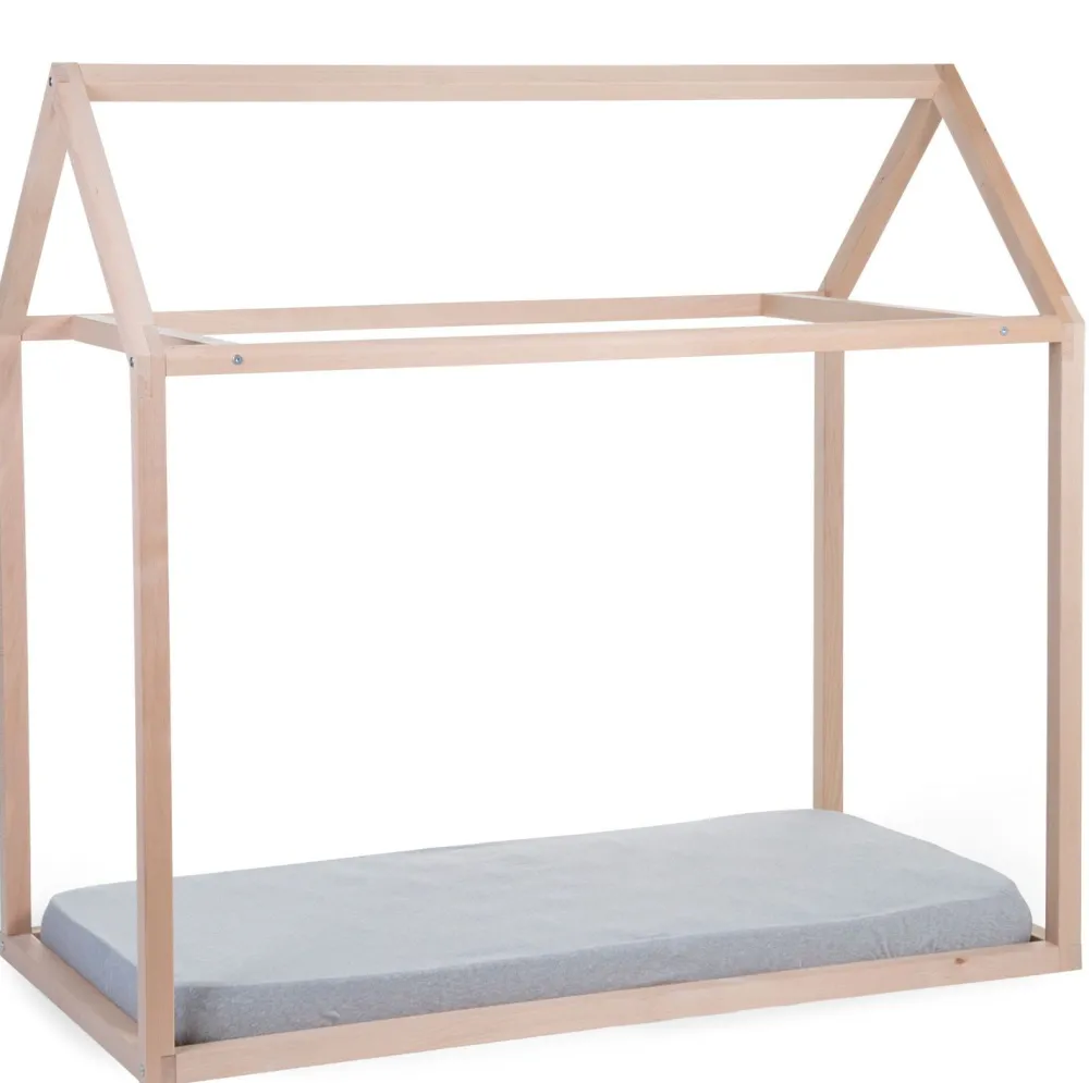 Clearance Childhome Huis Bed - 70X140 Cm - Hout - Naturel Ja, Graag Met Lattenbodem