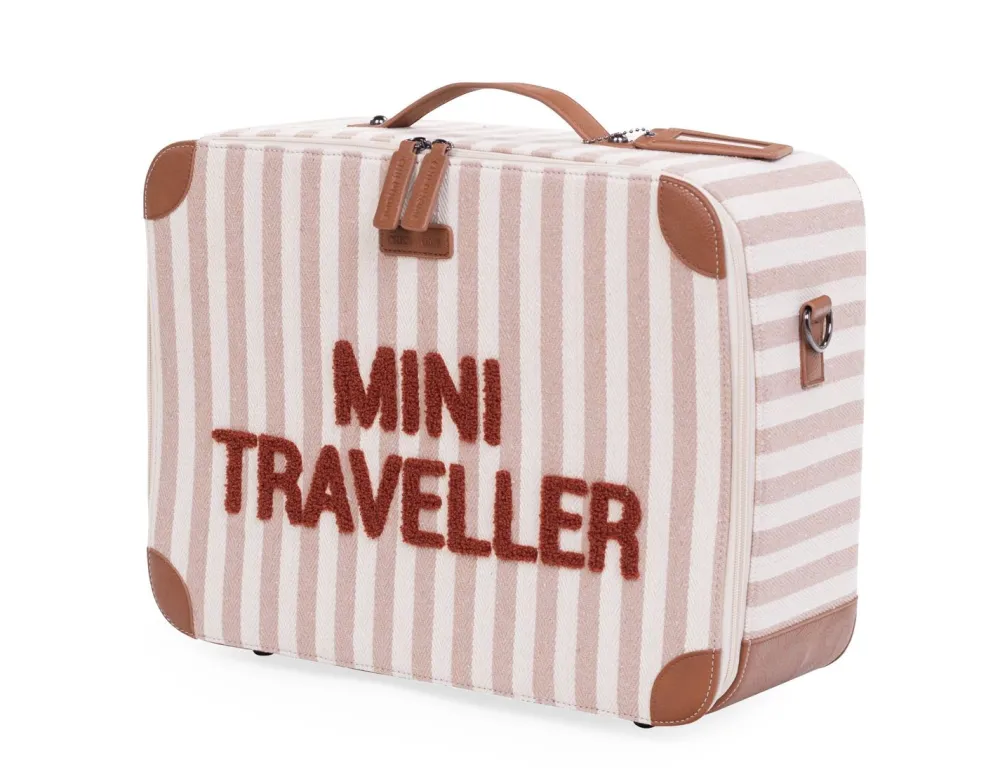 Shop Childhome Mini Traveller Kids Kinderkoffer - Stripes - Nude/Terracotta