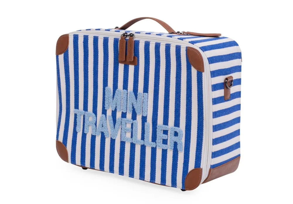 Fashion Childhome Mini Traveller Kids Kinderkoffer- Stripes - Electric Blue/Light Blue