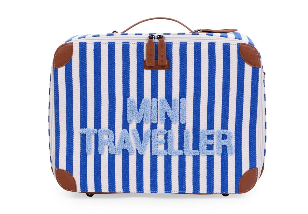 Fashion Childhome Mini Traveller Kids Kinderkoffer- Stripes - Electric Blue/Light Blue