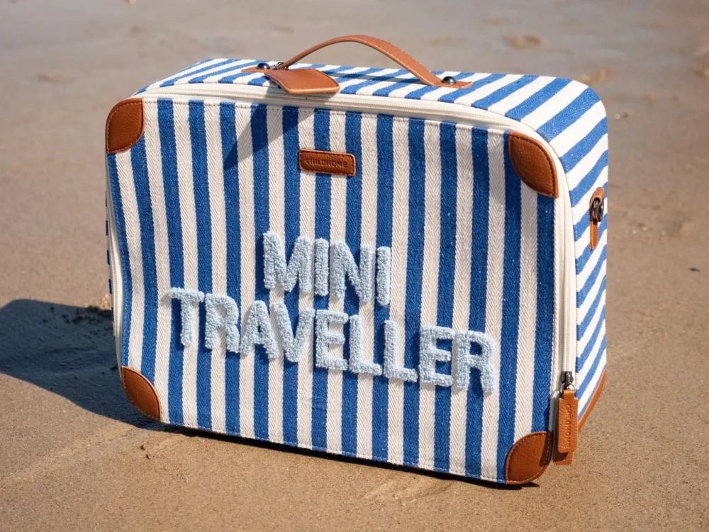 Fashion Childhome Mini Traveller Kids Kinderkoffer- Stripes - Electric Blue/Light Blue