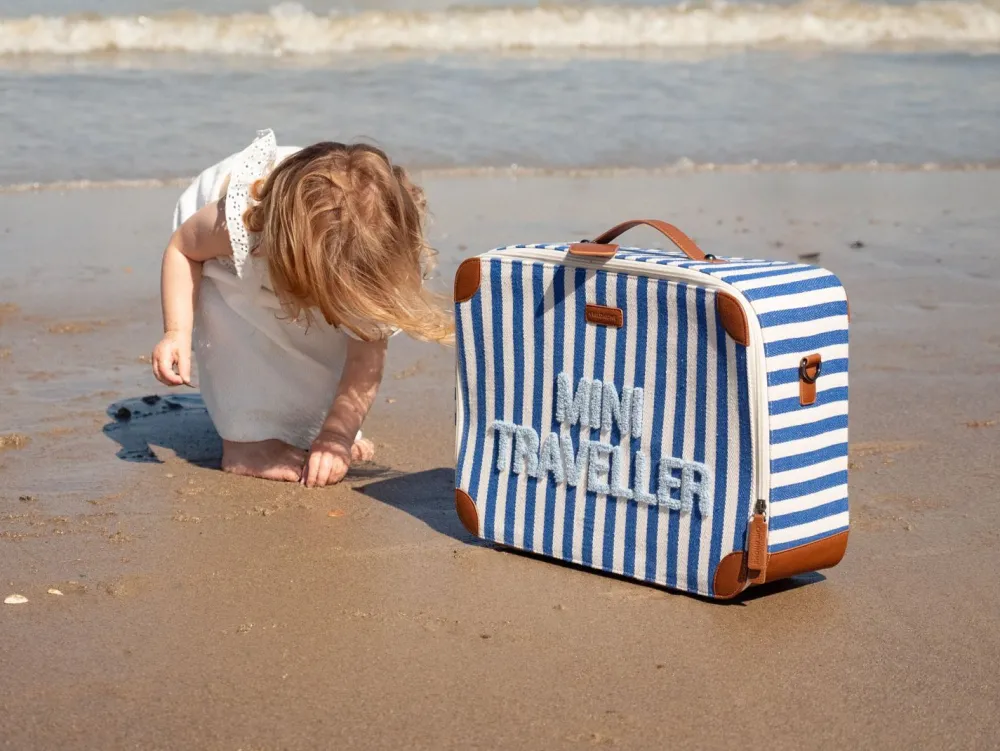 Fashion Childhome Mini Traveller Kids Kinderkoffer- Stripes - Electric Blue/Light Blue