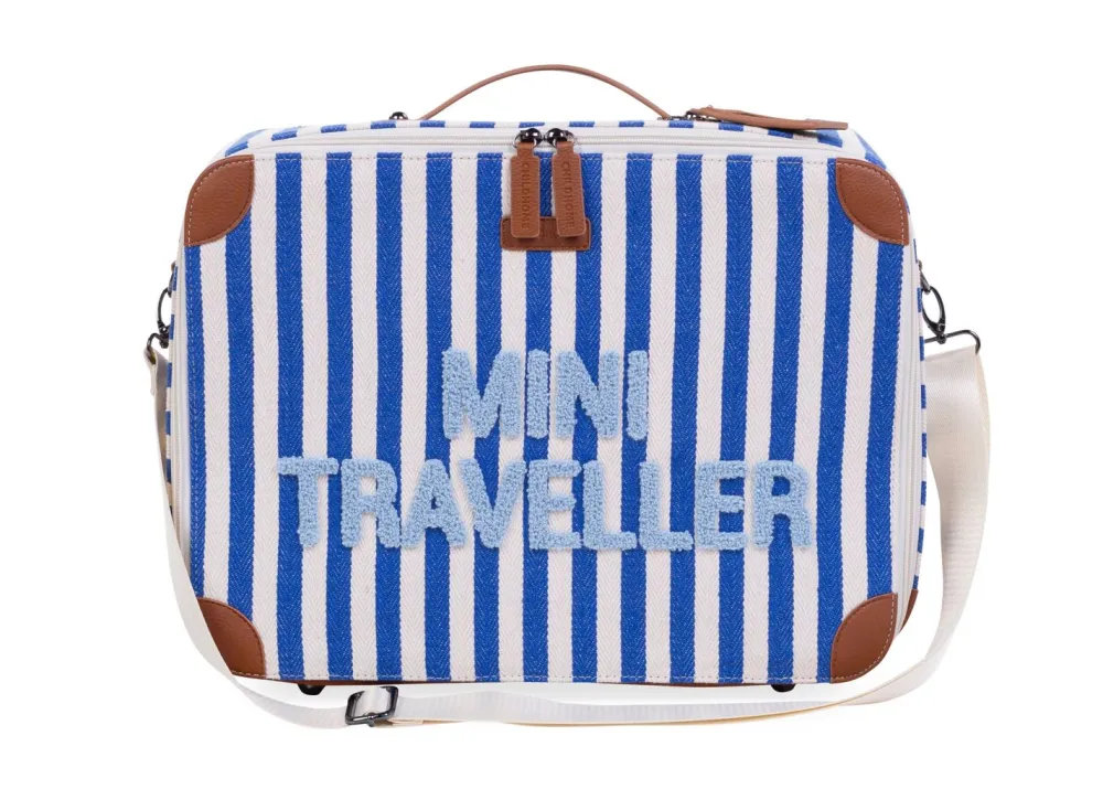 Fashion Childhome Mini Traveller Kids Kinderkoffer- Stripes - Electric Blue/Light Blue
