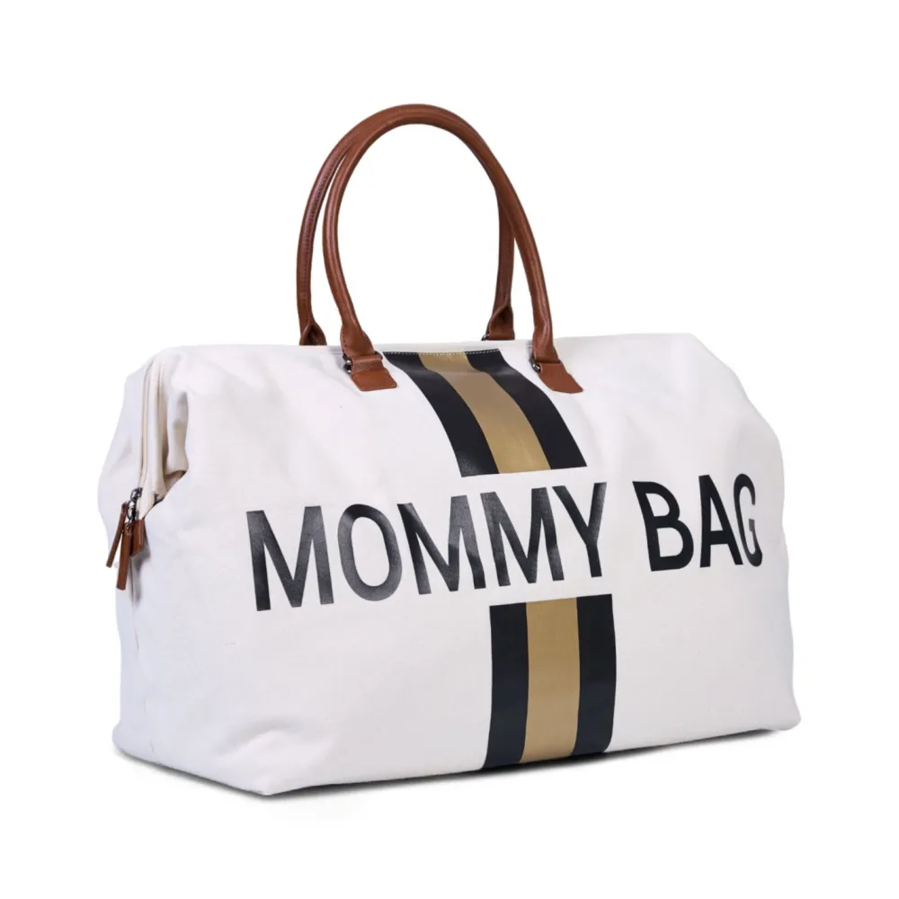 Outlet Childhome Mommy Bag ® Verzorgingstas - Ecru Strepen Zwart/Goud