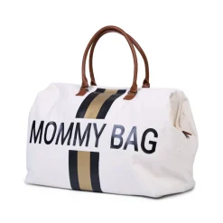Outlet Childhome Mommy Bag ® Verzorgingstas - Ecru Strepen Zwart/Goud