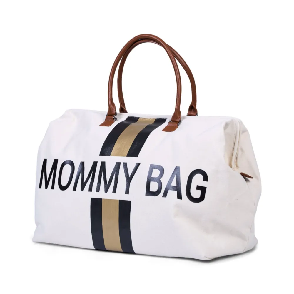 Outlet Childhome Mommy Bag ® Verzorgingstas - Ecru Strepen Zwart/Goud