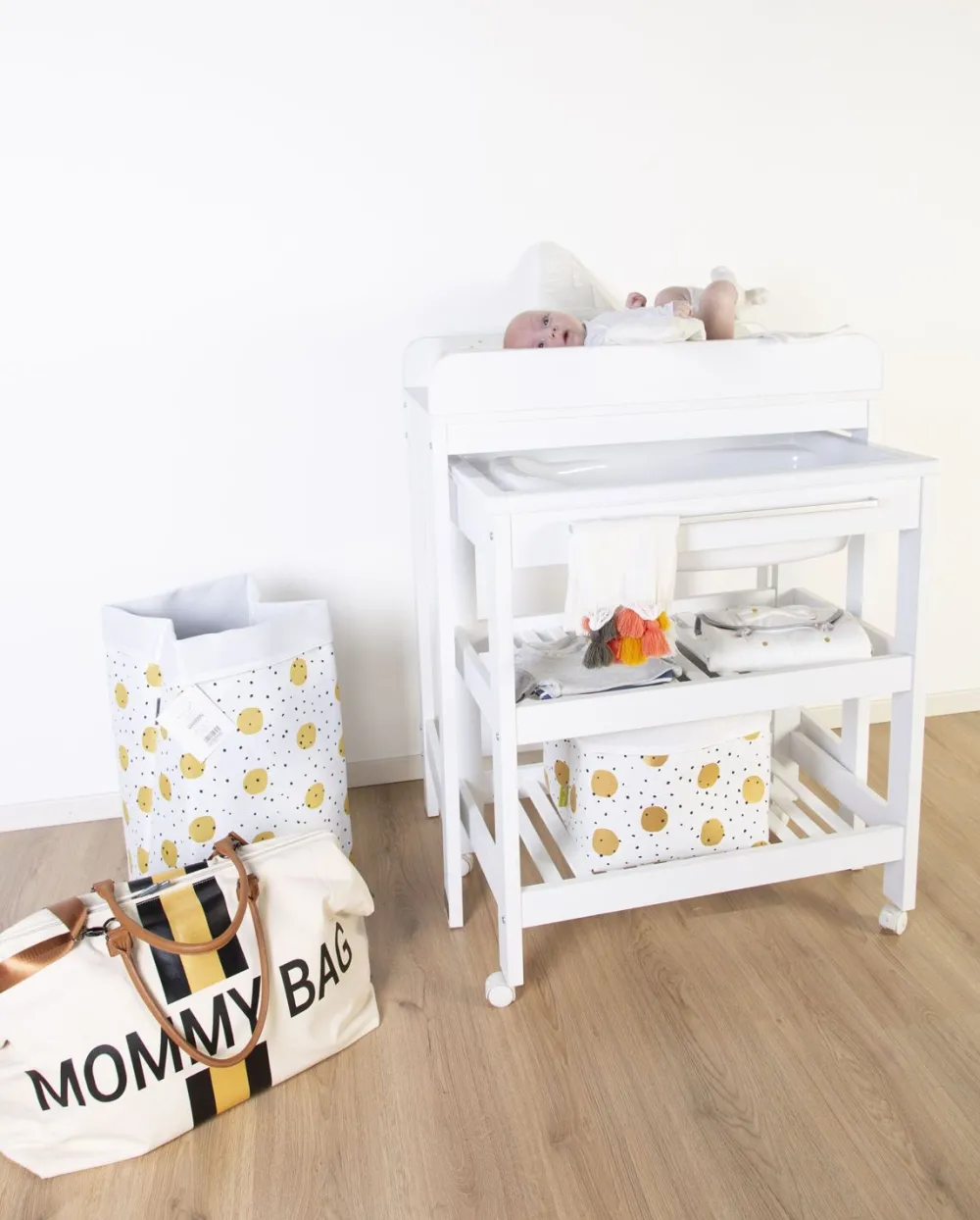 Outlet Childhome Mommy Bag ® Verzorgingstas - Ecru Strepen Zwart/Goud