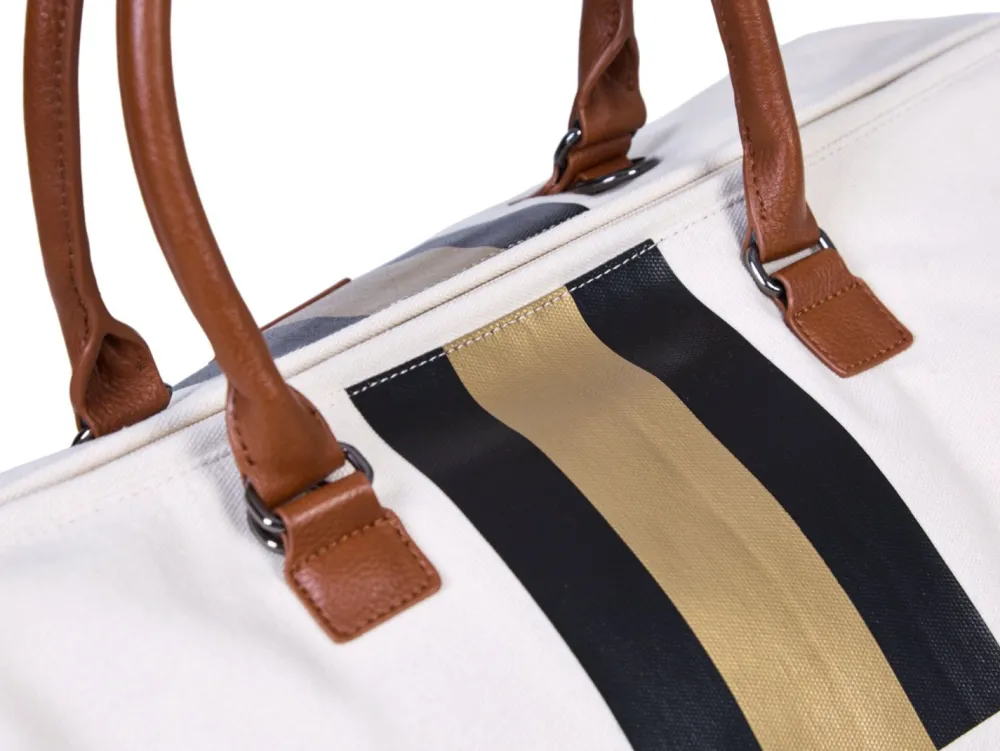 Outlet Childhome Mommy Bag ® Verzorgingstas - Ecru Strepen Zwart/Goud