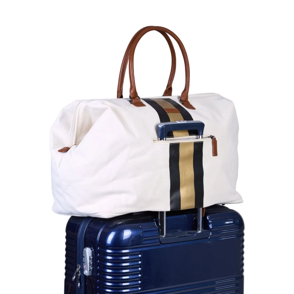 Outlet Childhome Mommy Bag ® Verzorgingstas - Ecru Strepen Zwart/Goud