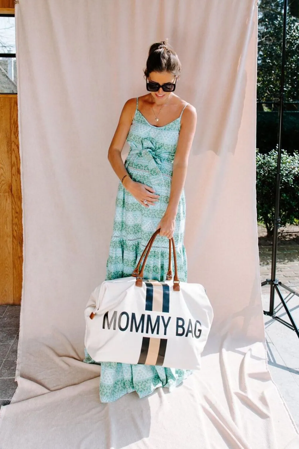 Outlet Childhome Mommy Bag ® Verzorgingstas - Ecru Strepen Zwart/Goud