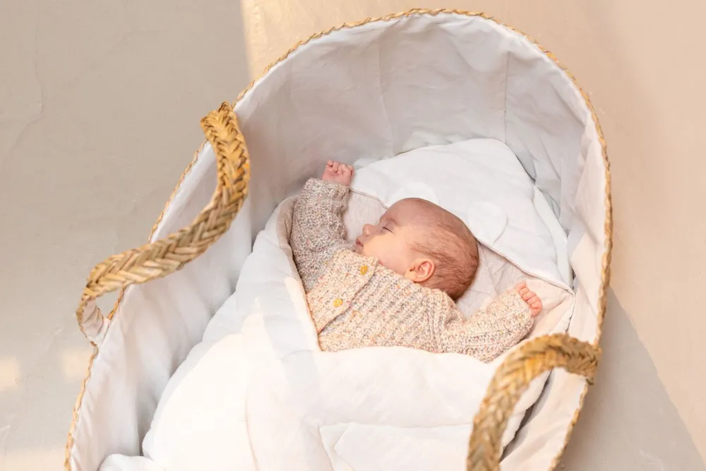 Online Childhome Moses Mand + Handvaten + Matras - Zeegras - Naturel