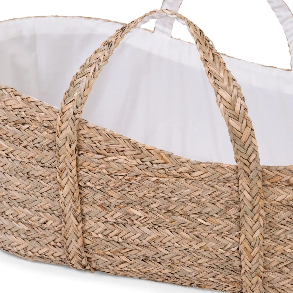 Online Childhome Moses Mand + Handvaten + Matras - Zeegras - Naturel