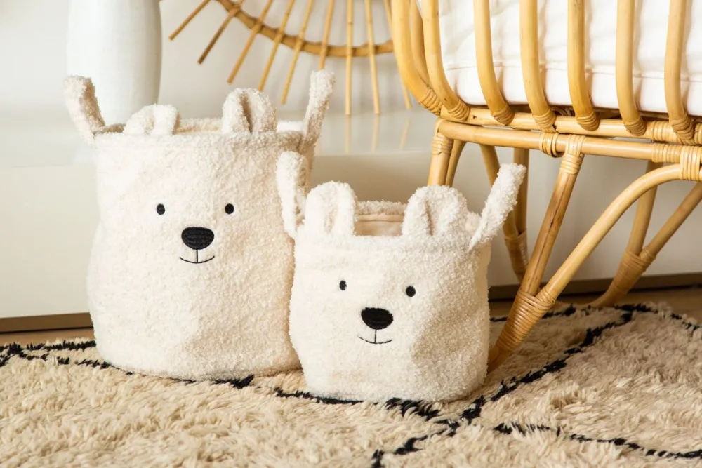 Outlet Childhome Opbergmand - 30X30X30 Cm - Teddy - Ecru