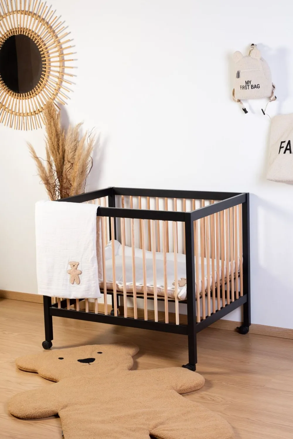 Store Childhome Park 97 + Wieltjes - 95X75 Cm - Hout Zwart / Naturel