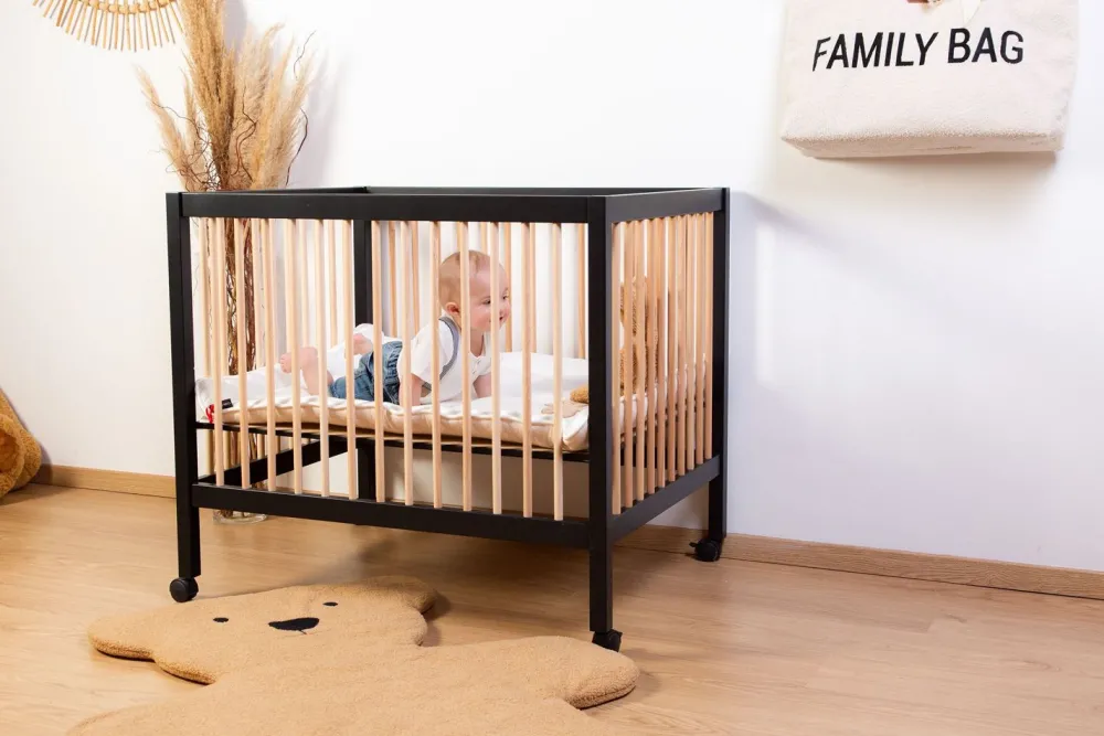 Store Childhome Park 97 + Wieltjes - 95X75 Cm - Hout Zwart / Naturel