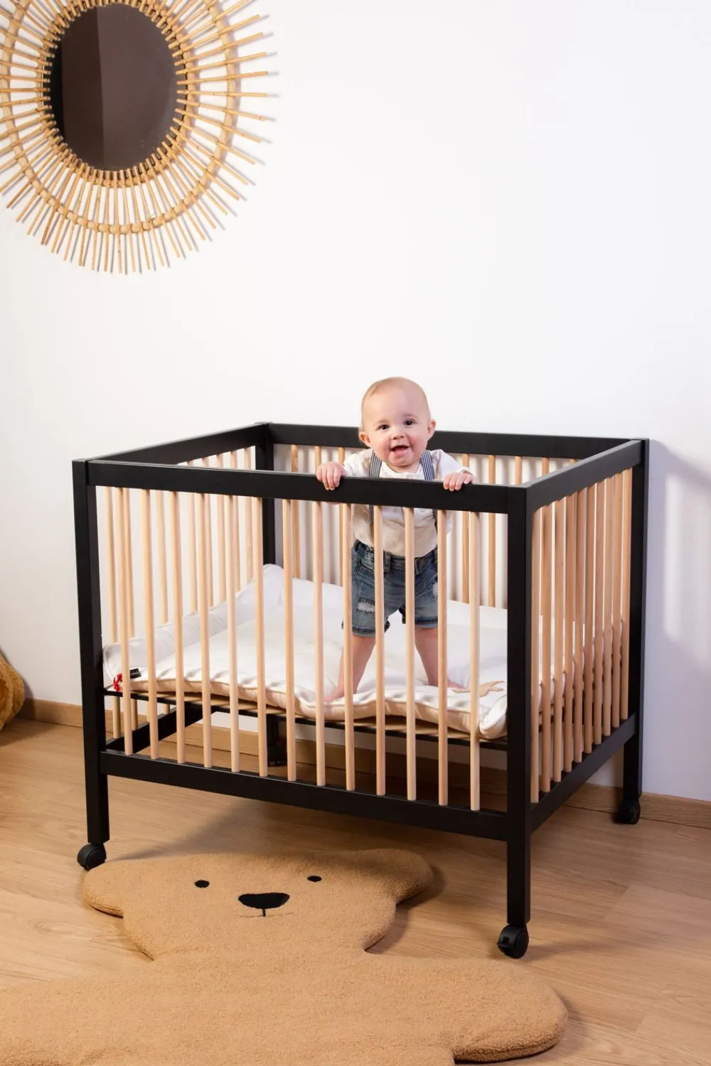 Store Childhome Park 97 + Wieltjes - 95X75 Cm - Hout Zwart / Naturel