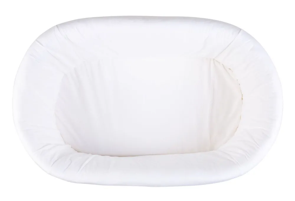 Clearance Childhome Rattan Wieg - 90X70X71 Cm + Matras - 77X42X4 Cm - Jersey Hoes Ecru - Schommelpoten