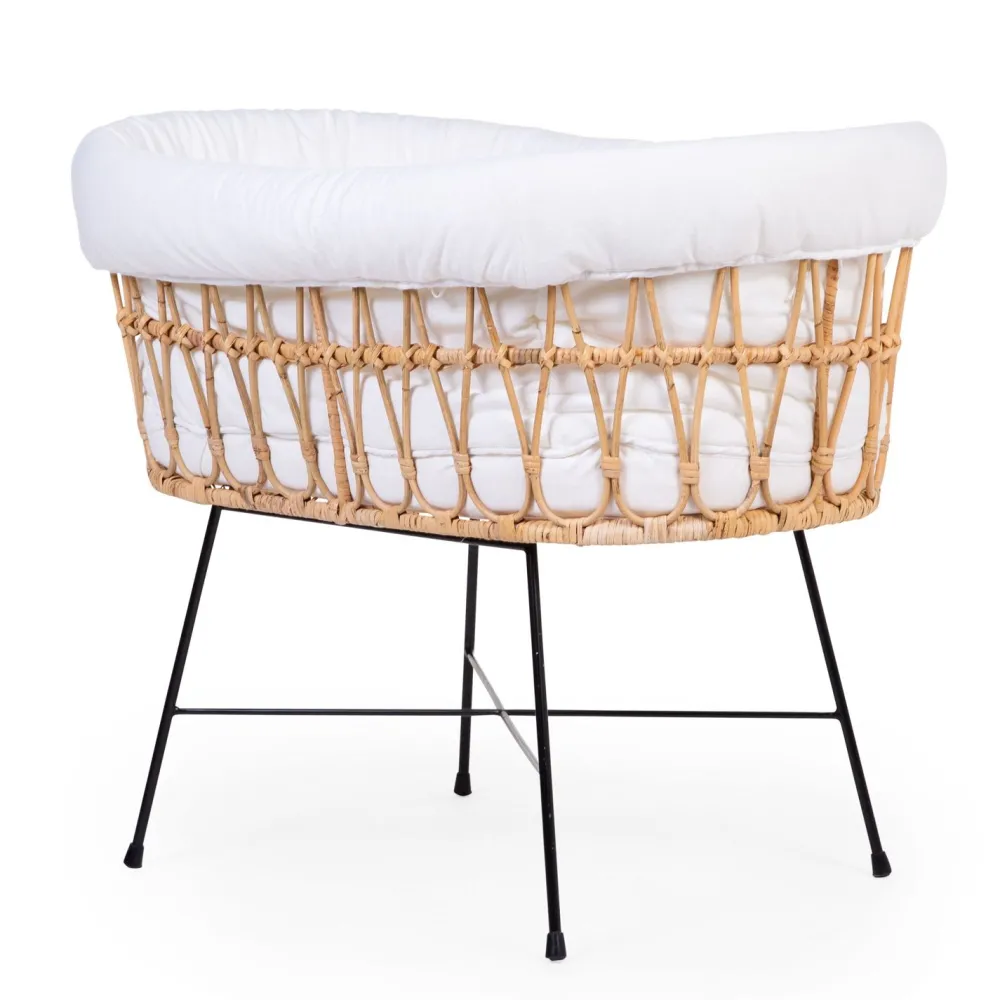 Cheap Childhome Rattan Wieg - 90X51X70Cm + Metalen Onderstel + Matras - Jersey Hoes Ecru