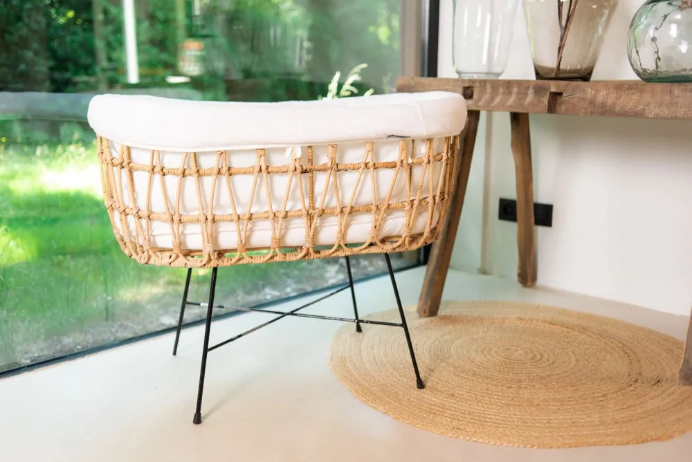 Cheap Childhome Rattan Wieg - 90X51X70Cm + Metalen Onderstel + Matras - Jersey Hoes Ecru